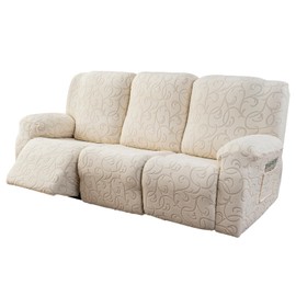 YUEANG Recliner Sofa Covers Sectional Couch Cover for Reclining Couch 3 Seat, 5-Pieces 3 Cushion Sofa Stretch Recliner Sofa Slipcover, Soft Jacquard Furniture Dog Couch Cover Protector