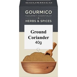 GOURMICO Ground Coriander, Ideal to Spice Up Sauces, Soups & Curries or Used in Meat and Fish Marinades. Suitable for Vegetarians and Vegans, 40g Pack, Dark Grey/White