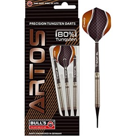 Artos Soft Dart, the Pro Dart without a lot of frills. Dart set with 3 darts made of 80% tungsten (tungsten) with simply good flight characteristics. Designed in mint, red and copper