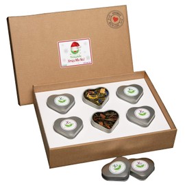 TEALAVIE - Set of 6 Winter Tea | Winter Mix 1 | 50 g Black Tea and Green Tea Loose in Elegant Heart Tea Tins | Xmas Christmas Tea - Loose Tea for Tea Lovers | Ideal for Thank You Gifts