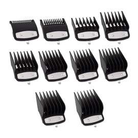 10-Piece Clipper Guard Set, Black Professional Clipper Guard Set Compatible with Most Wahl Clippers (1.5-25mm), Premium Close Cut to 1-Inch,Black