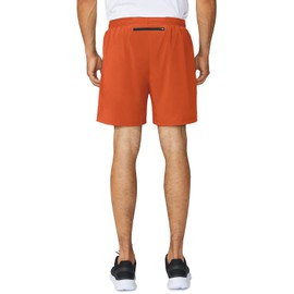 BALEAF Men's 5 Inches Running Athletic Shorts Zipper Pocket Orange Size XL