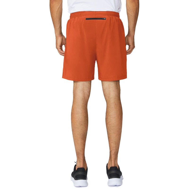 BALEAF Men's 5 Inches Running Athletic Shorts Zipper Pocket Orange