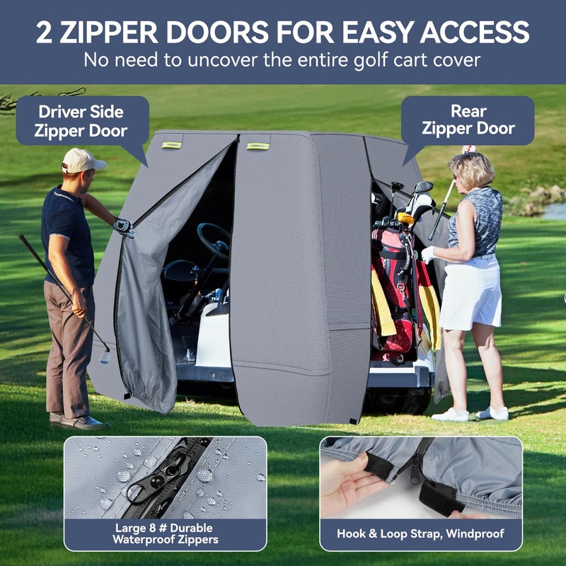 Nukugula 800D Waterproof Golf Cart Cover 2/4/6 Passenger, Heavy Duty