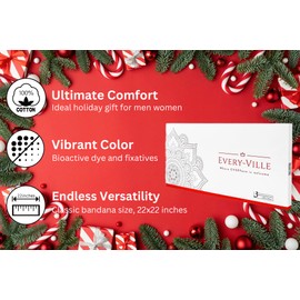 EVERY-VILLE Where EVERYone is Welcome Classic Paisley Bandanas - 3 Pack Gift Set, 100% Cotton, 22x22 Inches, Teal, Large