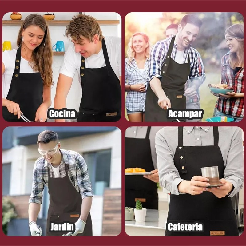 5pzs Delantales De Lona Ajustables, Para Chef O Art