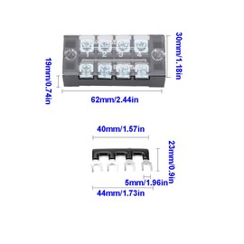 Ruidee 12pcs (6 Set) Terminal Block 4 Positions Dual Rows Covered Screw Terminal Block 600V 25A + 6Pcs 4 Positions Pre-Insulated Fork Terminal Barrier Strip Red/Black 400V 25A TB-U2504