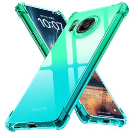 AQUOS R8 Shockproof Case, Gradation, SH-52D, Cover, TPU Material, US Military MIL Standard, Transparent, Shock Absorption, Supports Wireless Charging, Lens Protection, Aquos R8 Case, Gradation Green