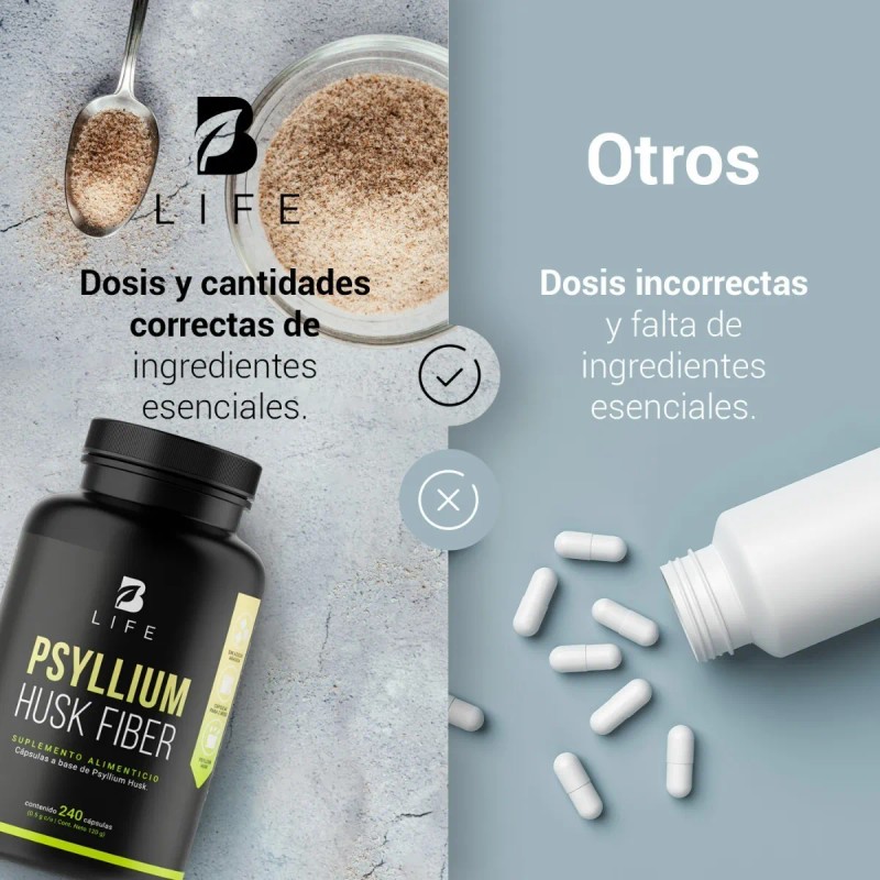 Fibra De Psyllium Husk De 240 Cápsulas Psyllium Husk B