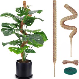 Monaeco Plants Moss Pole Support, 2PCS 64cm Bendable Vines Stakes, Flexible Ferns Climber Post, Customizable Coco Coir Rod Seedling Uphold for Monstera, Platycerium & Philodendrons Growth (64CM)