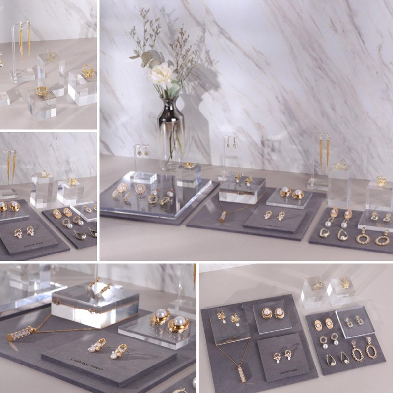 DIZLAS Acrylic Block Display Stand, Acrylic Cube, Display Stand, Transparent,