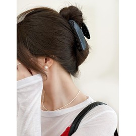 Wenlly Colorful rhinestone hair claw clip, 3.74 Inch cellulose acetate hair claw clip, non-slip strong hair hold barrettes for women and girls, 1 pieces, black