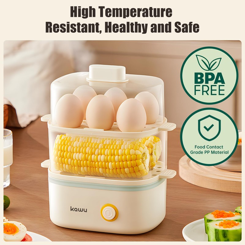 Kawu Egg Cooker, 12 Eggs Electric Egg Boiler with Anti-scalding