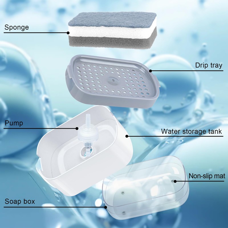 Alyvisun, Soap Dispenser Kitchen, Dish Soap Dispenser with Sponge Holder,