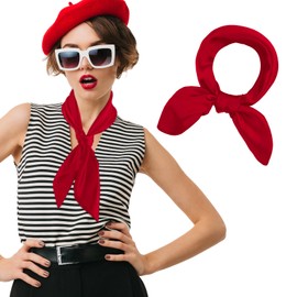 simarro 23.5" Women Silk Feeling Head Scarves, Fashion Square Neck Scarfs Neck Scarf Breathable Costume Handbag Accessories (Red)