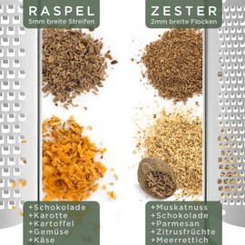 WALDWERK Cheese Grater (Set of 2) – Parmesan Grater with Design Wooden Handle – Stainless Steel Zester Grater with Etched Blades – Grater Also Suitable as a Nutmeg Grater, Lemon Grater, Ginger Grater