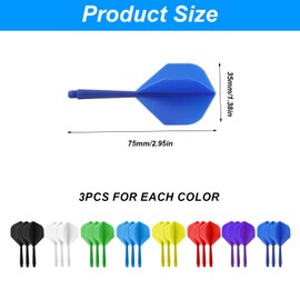 Bbtcxjs 24 STK Integrierte Dart Flights mit Schaft, Integriert Flüge & Schäfte System, Dart Zubehör Flights, mit 2BA Gewinde, Professionelles Dartzubehör(8 Farben)