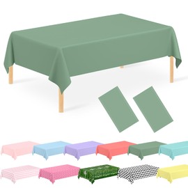 JCTHKUKU 2 Pcs Sage Green Tablecloth Plastic Disposable Sage Table Covers 54" x 108" Green Table Cloths for Parties Baby & Bridal Shower Wedding Birthday BBQ Picnic St Patricks Day Party Decorations