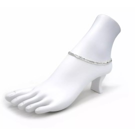Hiphopstylist 5mm Italian Figaro Link Chain Quality Anklet 10"Ankle Bracelet 925 Silver Plated