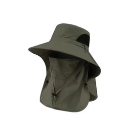 Karsaer G0197 Sun Visor, Women's Face Cover, Sun Protection, Hat, UV Protection, Sun Protection, Wide Brim, Outdoor Cap, Running, Farming, Gardening, armygre, 56 to 58 cm