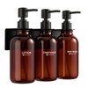 Pollock Shampoo and Conditioner Dispenser No Drill,Brown Set of 3