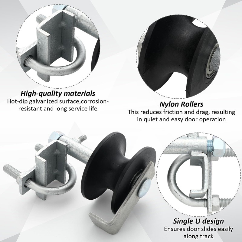 Blulu 2 Pcs Chain Link Nylon Rolling Gate Track Wheel