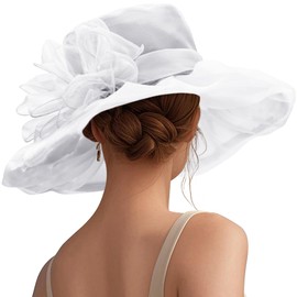 Zando Ken-tucky Derby Hats for Women 2025 Elegant Tea Party Organza Victorian Church Wedding Hat White Fascinators Hats One Size