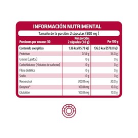 HEALTHADDICTION - Resveratrol, Glutatión y Oxxynea 500 mg - Suplemento Antioxidante con Polifenoles para Bienestar - 60 Cápsulas