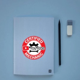 Certified YouTube Mechanic Sticker – Funny Vinyl Decal for Hard Hat Toolbox Laptop Car and More – Waterproof Mechanic Humor Sticker