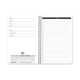 BookFactory Client Record Book Customer Tracking Journal - 100 Pages 6'' x 9'', Wire-O (Made in USA)