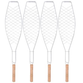 UPKOCH 4 Pcs Grill Basket, Stainless Steel, Folding Fish Grilling Rack for Grill, Grilled Barbecue Clip Net for Meat,Steak, Shrimp, Vegetables, Chops, Portable for Outdoor Camping Picnic