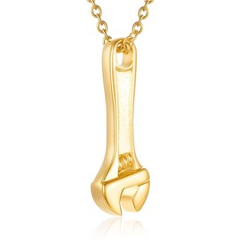 Miity Haiy Cremation Jewelry for Ashes Wrench Hammer Stainless Steel Urn Pendant Locket Keepsake Holder Ashes for Pet Human Memorial Urn Necklace for Women Men (Gold)