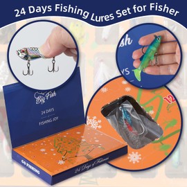 AnExer Fishing Advent Calendar 2024, Fishing Christmas Calendar, Fishing Tackle Advent Calendar, 24 Fishing Accessories Fishing Hooks Fishing Lure Advent Calendar for Fisher Men Adults Teens