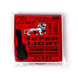 Bray Super Light Bronze Wound Acoustic Guitar Strings (10 - 48) Perfect For Gibson, Ibanez, Tanglewood, Yamaha & Fender Acoustic Guitars