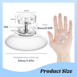 Pack of 15 Suction Cups with Thread, Suction Cups for Windows, Strong Suction Cups with Thread, Diameter 40 mm, Transparent Suction Cup Hooks, Ideal for Windows, Car and Decoration
