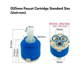 Kolidaer 35mm Faucet Cartridge Replacement, 35mm Diameter, for Single Handle Kitchen/Basin/Shower Faucets, Ceramic Valve, N35DW, CUPC Certified