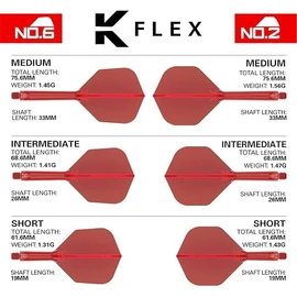TARGET Darts K Flex Integrated Dart Flight And Shaft, No.6 Red (Intermediate) | Pack Of 3 K-Flex - No 6, Precision Moulded 2-In-1 Dart Flights And Dart Stem | Professional Dart Accessories