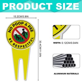 2 Pieces 11.9 x 5.9 Inch No Dog Poop Aluminum Yard Signs, No Poop No Pee Dog Signs for Yard, Be Respectful Sign for Outdoor Use