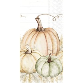 IHR Ideal Home Range Dinner Napkins Disposable 3-Ply Paper Hand Towels, 8.5" x 4.5", Pumpkin Trio, 16-Count