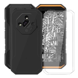 KJYFOANI for Ulefone Armor X32 Pro (5.65") Case, with [ 2 x Screen Protector Tempered Glass Film], Black Soft Silicone Cover Shockproof Bumper Protection Case for - Black