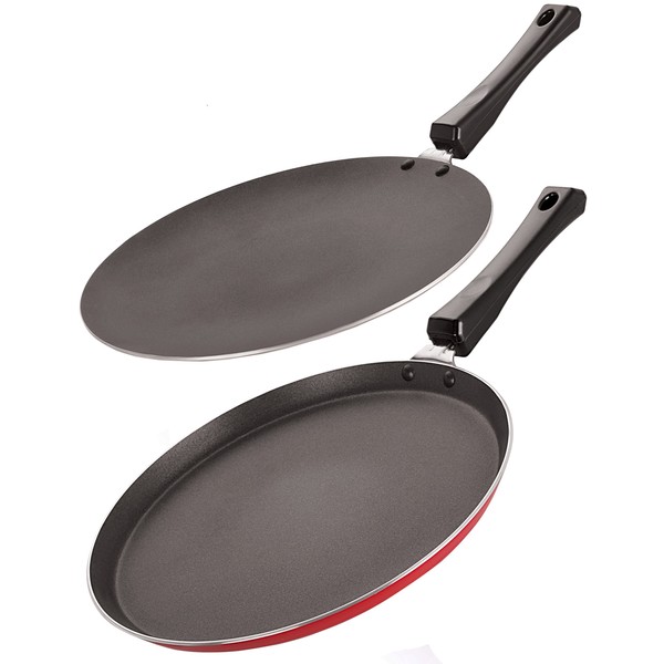 Nirlon Non-Stick Aluminium Cookware Set, 2-Pieces, Red/Black (2.6mm_FT13_CT12_64_3)