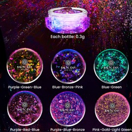 BALTIC DAY - 6 Chameleon Flakes - Chameleon Flakes for Resin - Color Shift Mica Pigment Powder for Epoxy Resin - Chrome Flakes for Tumblers, Molds, Nail Art, Eyeshadow, Makeup - Nr1