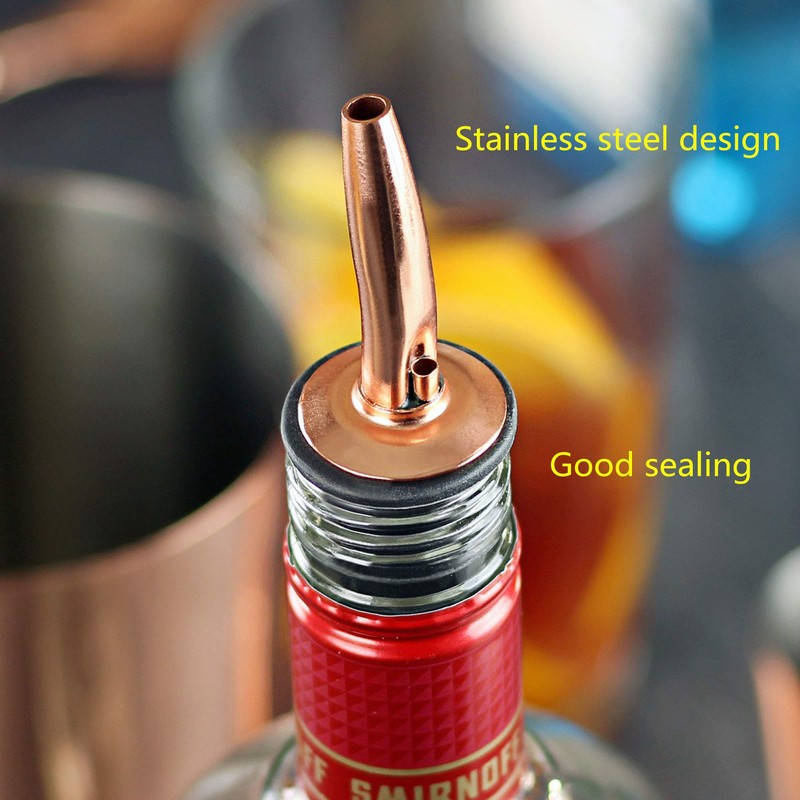 Liquor Bottle Pourers - 8 Pack Stainless Steel Classic Bottle Pourers