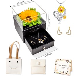 Lioying 6PCS Sunflower Gifts Box for Women, You are My Sunshine Sunflower Necklace for Girlfriend Mom Wife Friend Sister, Mother's Day Birthday Wedding Valentine's Day Gift for Women