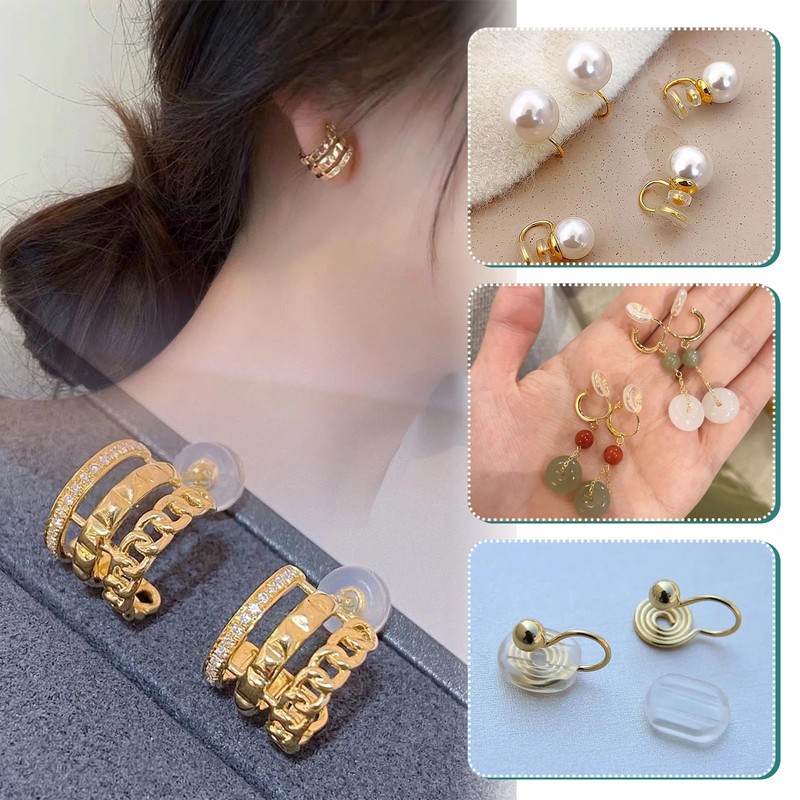 TOAOB 40pcs Flat Silicone Earring Back Pads 4 Sizes Heavy