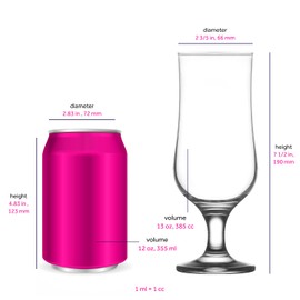 LAV Hurricane Glasses Set of 6-13 oz - Pina Colada Tall Cocktail Glasses, Sangria, Mojito, Milkshake, Juice, Tropical Drinks - Tulip Drinking Cups - Dishwasher Safe Glassware Set