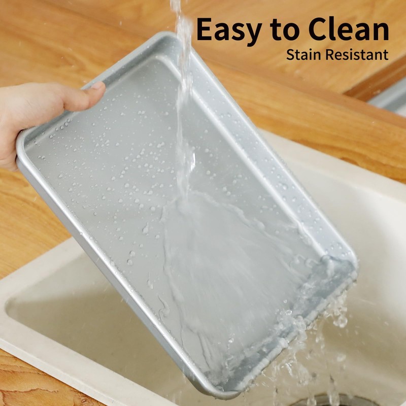2-PACK Toaster Oven Pans for Baking,Shinsin 9X11 Non-stick Baking Trays,