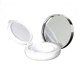 Onwon 15g 0.5oz Empty Luxurious White Silver Edge Portable Air Cushion Puff Box BB Cream Container Dressing Case with Powder Puff and Mirror