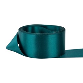 Ribbon Bazaar Double Faced Satin - Premium Gloss Finish - 100% Polyester Ribbon for Gift Wrapping, Crafts, Scrapbooking, Hair Bow, Decorating & More - 1-1/2" Teal 50yd Spool