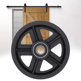Yosoo Sliding Door Pulley, Sliding Barn Door Hardware Hanger 2pcs Barn Door Hanging Rail Pulley Track Roller Kit Black